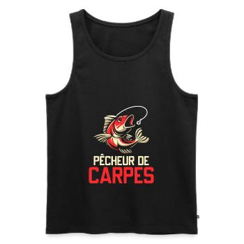 Poisson - Carpe - Pêcheur - Pêcherie - Cadeau - Débardeur bio Premium Homme - noir - Devant - Michal (187cm)