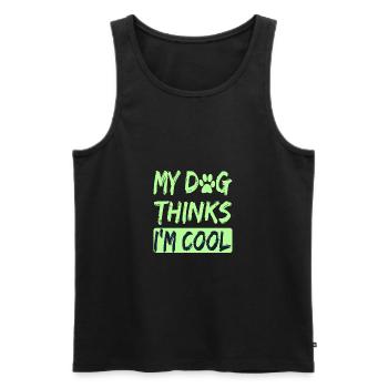 Amoureux des chiens Humour Mon chien pense que je suis cool Amoureux des chiens - Débardeur bio Premium Homme - noir - Devant - AI Model Male 178 light (178cm)