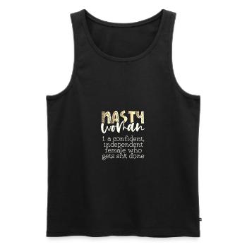 Le féminisme offre une femme méchante confiante obtenir de la merde - Débardeur bio Premium Homme - noir - Devant - AI Model Male 178 light (178cm)