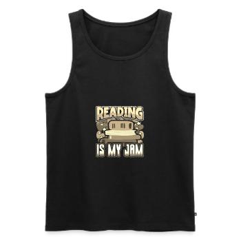 Reading is My Jam Fun Book Lover Gifts - Men's Premium Organic Tank Top - black - Front - AI Model Male 178 light (178cm)