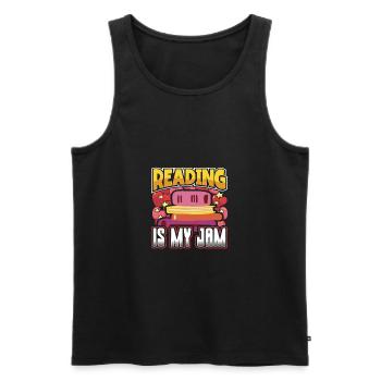 Reading is My Jam Fun Book Lover Gift - Men's Premium Organic Tank Top - black - Front - AI Model Male 178 light (178cm)