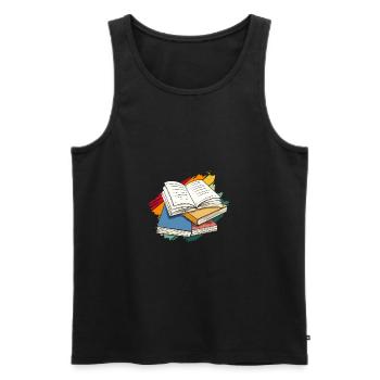 Pile de cadeaux amusants pour un lecteur - Débardeur bio Premium Homme - noir - Devant - Michal (187cm)