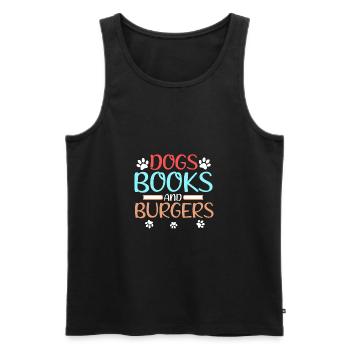 Lecteur Cadeau Chiens Livres et Burgers Dog Lover - Débardeur bio Premium Homme - noir - Devant - Michal (187cm)