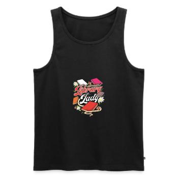 Book Lover Gift Fun Library Lady Reader - Men's Premium Organic Tank Top - black - Front - Michal (187cm)