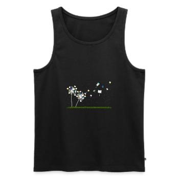 Livre Amoureux Cadeau Pissenlit Fleurs de Livres - Débardeur bio Premium Homme - noir - Devant - AI Model Male 178 light (178cm)