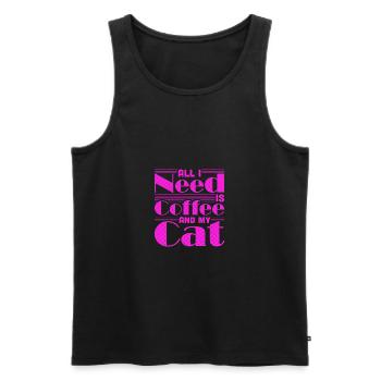 Coffee Drinking Cat Lover Gifts All I Need is - Men's Premium Organic Tank Top - black - Front - Michal (187cm)