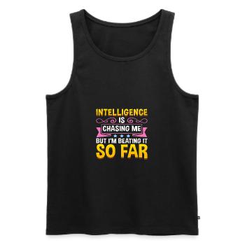Intelligence sarcastique me poursuivant en le battant si bien - Débardeur bio Premium Homme - noir - Devant - Michal (187cm)