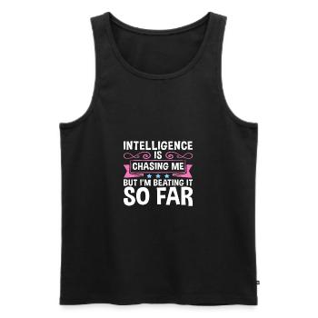Intelligence sarcastique me poursuivant en le battant si bien - Débardeur bio Premium Homme - noir - Devant - Michal (187cm)