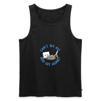 Können wir nicht alle einfach mit Steinpapierscheren auskommen - Männer Premium Bio Tank Top - Schwarz - Vorne - AI Model Male 178 light (178cm)
