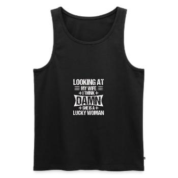Wenn Sie Ihre Frau verdammt ansehen, ist sie ein glücklicher Ehemann - Männer Premium Bio Tank Top - Schwarz - Vorne - AI Model Male 178 light (178cm)
