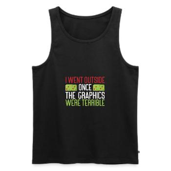 Gamer Gift Went Outside Once Graphics Were - Men's Premium Organic Tank Top - black - Front - AI Model Male 178 light (178cm)