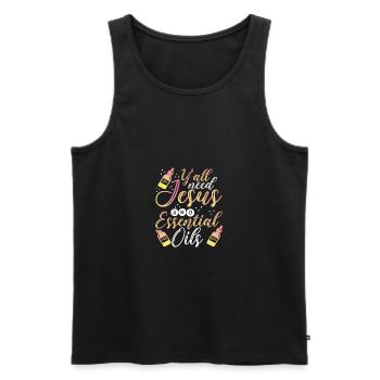 Christian Gift Y'All Need Jesus and Essential Oils - Men's Premium Organic Tank Top - black - Front - Michal (187cm)