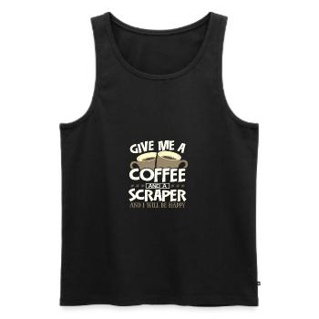 Painter Gifts Give Me Coffee and Scaper I'm Happy - Men's Premium Organic Tank Top - black - Front - AI Model Male 178 light (178cm)