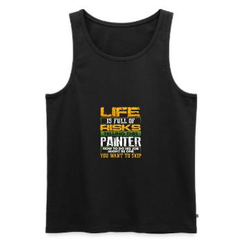 Malen Geschenk Leben voller Risiken Erzählen überspringen - Männer Premium Bio Tank Top - Schwarz - Vorne - Michal (187cm)
