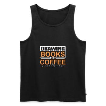 Artistic Gift Love Drawing Books Coffee Artist - Men's Premium Organic Tank Top - black - Front - AI Model Male 178 light (178cm)