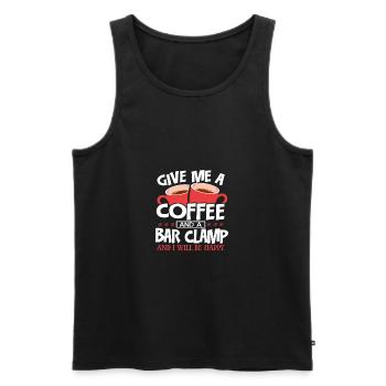 Cadeau de menuisier Donnez-moi du café et une pince de bar Be - Débardeur bio Premium Homme - noir - Devant - Michal (187cm)