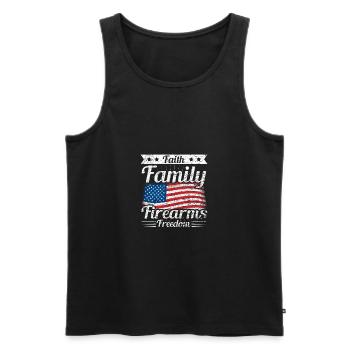 Faith Family Firearms Freedom American Flag - Men's Premium Organic Tank Top - black - Front - AI Model Male 178 light (178cm)