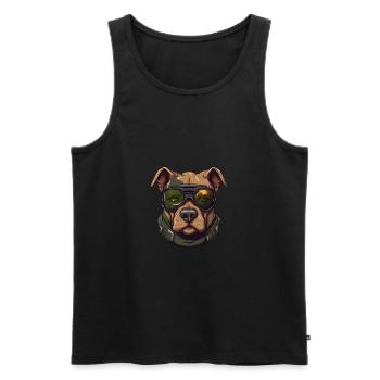 Patriotische Pitbull-Hundeliebhaber Militärische Wertschätzung - Männer Premium Bio Tank Top - Schwarz - Vorne - Michal (187cm)