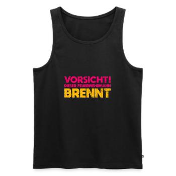 Vorsicht! Dieser Feuerwehrmann Brennt - Männer Premium Bio Tank Top - Schwarz - Vorne - AI Model Male 178 light (178cm)