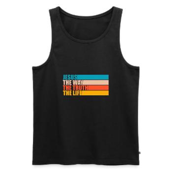 Jesus The Way Truth Life Christian - Männer Premium Bio Tank Top - Schwarz - Vorne - AI Model Male 178 light (178cm)