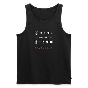 Amsterdam - Men's Premium Organic Tank Top - black - Front - Michal (187cm)