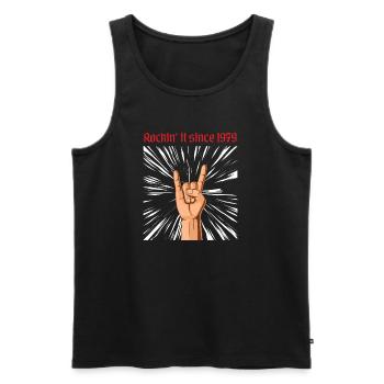 Rockin it since 1979 Heavy Metal Geburtstag Gruß - Männer Premium Bio Tank Top - Schwarz - Vorne - Michal (187cm)
