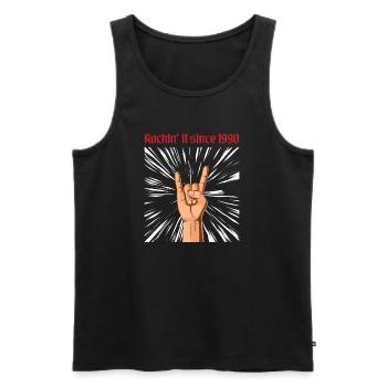 Rockin it since 1990 Heavy Metal Birthday Greeting - Men's Premium Organic Tank Top - black - Front - AI Model Male 178 light (178cm)