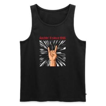 Rockin it since 1996 Heavy Metal Birthday Greeting - Men's Premium Organic Tank Top - black - Front - AI Model Male 178 light (178cm)