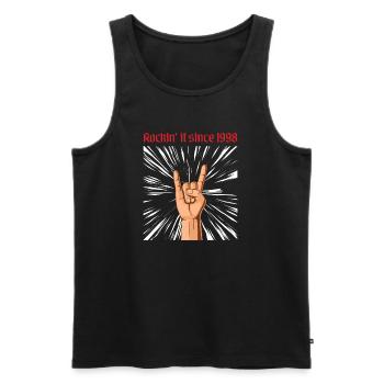Rockin it since 1998 Heavy Metal Birthday Greeting - Men's Premium Organic Tank Top - black - Front - AI Model Male 178 light (178cm)