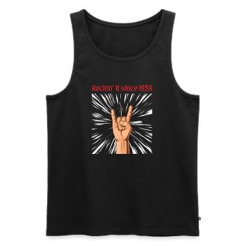 Rockin it since 1939 Heavy Metal Birthday Greeting - Men's Premium Organic Tank Top - black - Front - Michal (187cm)