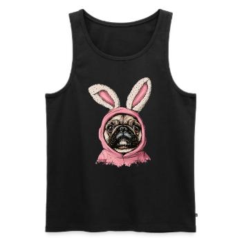 Bouledogue français en costume de lapin - Débardeur bio Premium Homme - noir - Devant - Michal (187cm)