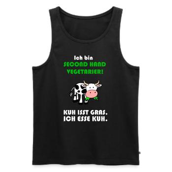 Cow vegetarian - Men's Premium Organic Tank Top - black - Front - Michal (187cm)
