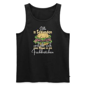 Möwe verliebt sich in Fischbrötchen T-Shirt - Männer Premium Bio Tank Top - Schwarz - Vorne - Michal (187cm)