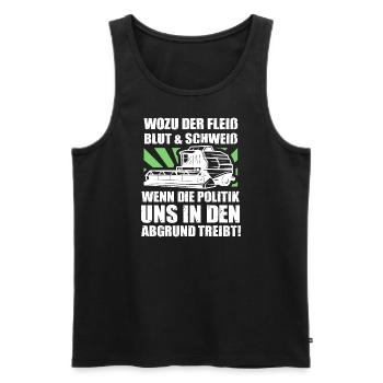 Demo Shirt mit Mähdrescher für Landwirte - Männer Premium Bio Tank Top - Schwarz - Vorne - Michal (187cm)
