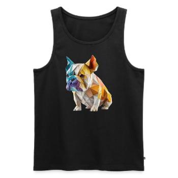 Moderne Farbenfrohe Origami Bulldog Hund - Männer Premium Bio Tank Top - Schwarz - Vorne - Michal (187cm)