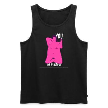 You are Beautiful - Men's Premium Organic Tank Top - black - Front - AI Model Male 178 light (178cm)