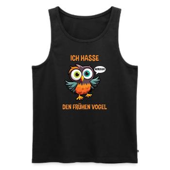 Langschläfer Morgenmuffel Eule Ich hasse Spruch - Männer Premium Bio Tank Top - Schwarz - Vorne - AI Model Male 178 light (178cm)