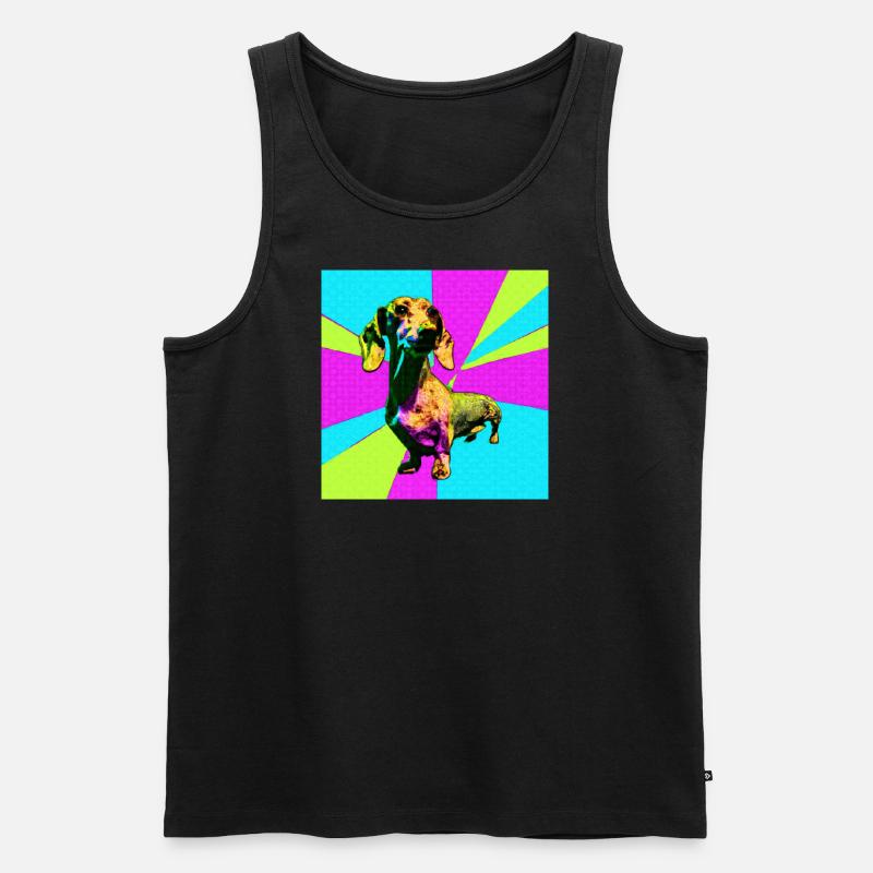 Dachshund Pop Art - Männer Premium Bio Tank Top - Schwarz