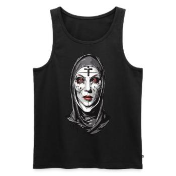 Gruselige Vampir Nonne Halloween Design - Männer Premium Bio Tank Top - Schwarz - Vorne - AI Model Male 178 light (178cm)