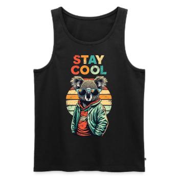 Retro Koala Stay Cool - Männer Premium Bio Tank Top - Schwarz - Vorne - AI Model Male 178 light (178cm)
