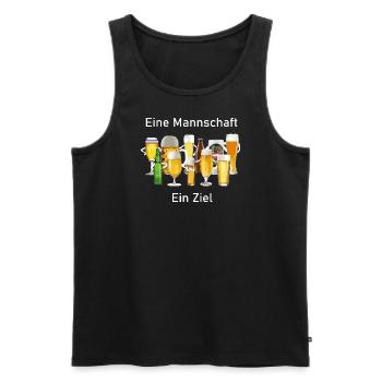 Bier Mannschaft mit Ziel weiß - Männer Premium Bio Tank Top - Schwarz - Vorne - Michal (187cm)