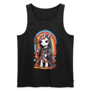 Halloween Einhorn Magier Regenbogen und Zauber - Männer Premium Bio Tank Top - Schwarz - Vorne - Michal (187cm)