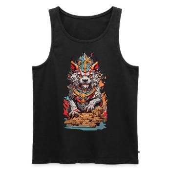 Esthétique du Lion du Temple Asiatique Lion Chinois - Débardeur bio Premium Homme - noir - Devant - AI Model Male 178 light (178cm)