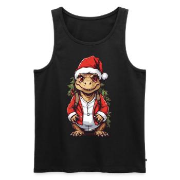 Dinosaur at Christmas Santa Claus Dino - Men's Premium Organic Tank Top - black - Front - AI Model Male 178 light (178cm)