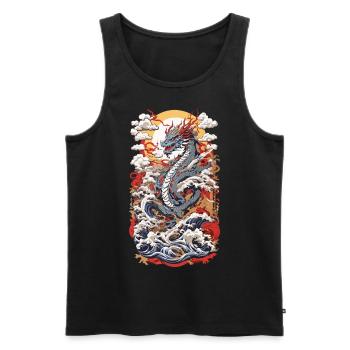 Ukiyo-E Stil Asiatischer Drache Retro Design - Männer Premium Bio Tank Top - Schwarz - Vorne - AI Model Male 178 light (178cm)
