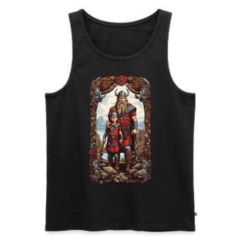 Fier Viking papa & fils cadeau de fête des pères - Débardeur bio Premium Homme - noir - Devant - Michal (187cm)