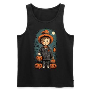 Rétro Halloween Kid Trick or Treat Design - Débardeur bio Premium Homme - noir - Devant - AI Model Male 178 light (178cm)