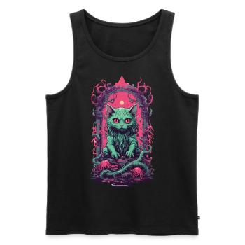 Chat démoniaque Halloween gothique drôle chats Design - Débardeur bio Premium Homme - noir - Devant - Michal (187cm)