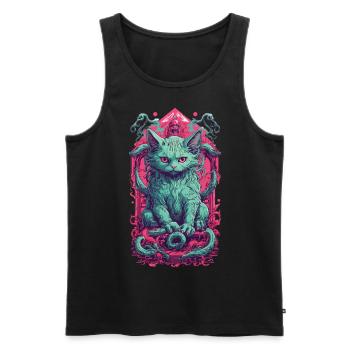 Creepy Demons Cat Halloween Underworld Design - Men's Premium Organic Tank Top - black - Front - AI Model Male 178 light (178cm)