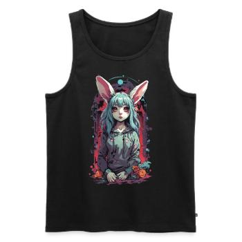 Goth Kemonomimi Bunny Anime Vaporwave Design - Débardeur bio Premium Homme - noir - Devant - AI Model Male 178 light (178cm)
